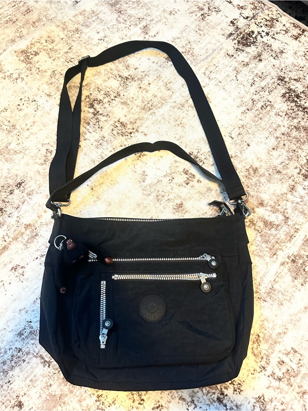 Kipling Black Nylon Crossbody with Multiple Zip Pockets